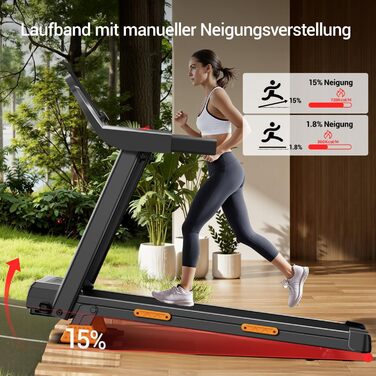 Біговий доріжка LONTEK для дому з нахилом 15%, швидкість 12 км/год, максимальне навантаження 136 кг, чорний