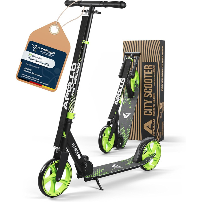 Електросамокат Apollo Phantom Pro City XXL зелений - для дорослих та підлітків, складаний, з регульованою висотою