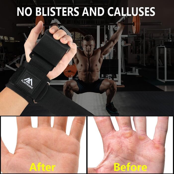 Напульсники для силових тренувань Flintronic Power Zughilfen, шкіряні напульсники для бодібілдингу, 8 мм неопренова підкладка та бавовна, 2 шт. (широка підкладка 6.7 см)