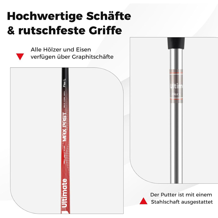 Комплект жіночих гольф-ключок COSTWAY, 9/11-ти частинний, для правші, з чохлом від дощу, 1 драйвер, 3 фейрвеї, 4 гібриди, 6/7/8/9/P ірон, паттер, червоний, 15 частин