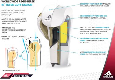Боксерські рукавички Adidas Speed Tilt 350 на липучці з інноваційною технологією TILT®, виготовлені на 100% з екологічної кактусової шкіри