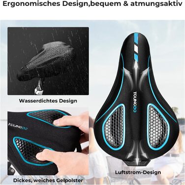 Накидка на велосипедне сідло YOUNGDO, ергономічна гелева накладка, м'яка та комфортна з захистом від дощу, для жінок та чоловіків (блакитна, вузька)