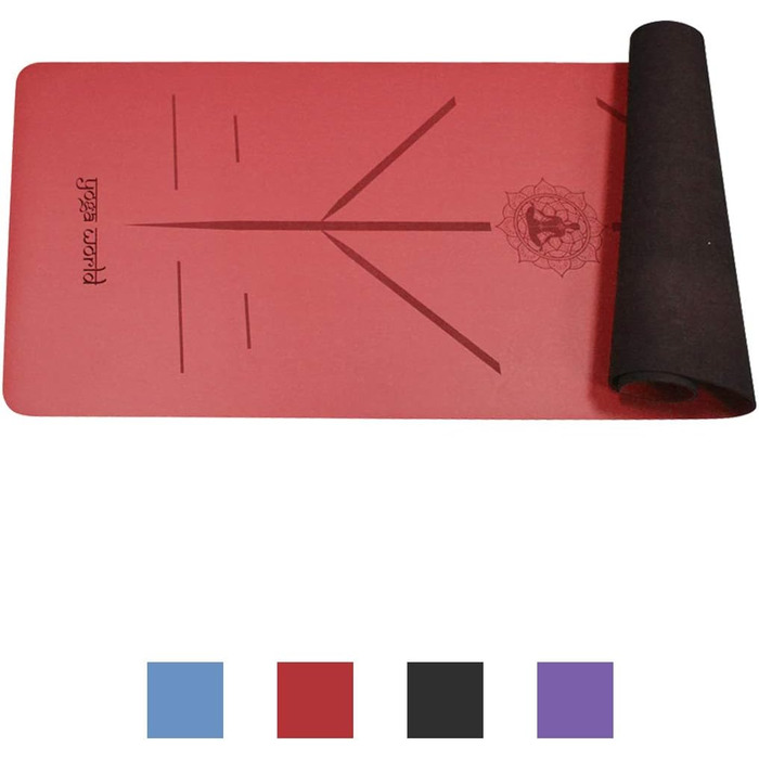 Йога-мат Yoga World Alignment, нековзкий TPE, екологічний, 183×66 см, для пілатесу та домашніх тренувань
