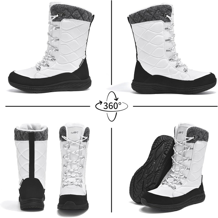 Зимові чоботи для жінок водонепроникні, зручні, теплі, з підкладкою, непромокаючі, зимові черевики, антиковзні, легкі, для піших прогулянок, трекінгу, відпочинку, снігові чоботи, середньої висоти, 37-42 EU (Білий, 41 EU)