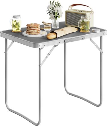 Складаний туристичний стіл Woltu для пікніка, відпочинку на природі та в саду, 70x50x60 см (алюміній + MDF)