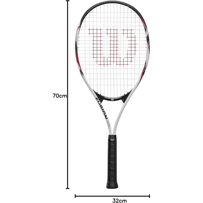 Тенісна ракетка Wilson Fusion XL, алюмінієва, вага 291 г, довжина 69,9 см, розмір ручки 3