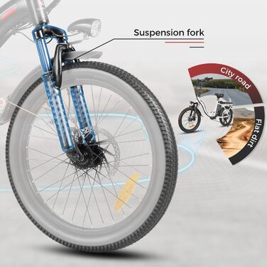 Електровелосипед складаний SAMEBIKE 20 дюймів, 36В/12Аг знімна батарея, гідравлічні гальма, для дорослих чоловіків та жінок