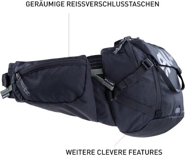 Поясна сумка EVOC HIP Pack PRO 3 л з питною системою 1,5 л, чорна, вентиляція, регульований ремінь