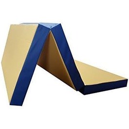 Гімнастичний мат NiroSport 150x100x8 см, водонепроникний, складаний, синьо-жовтий – мат для спорту, фітнесу, тренувань, м'який мат для підлоги