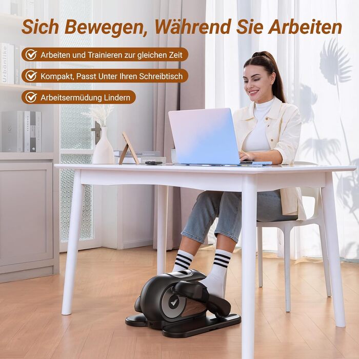 MERACH Міні електричний крос-тренажер під стіл з пульт, дисплей, неслизьке покриття, 12 швидкостей, тихий та портативний для дому, для дорослих та літніх людей (чорний) E32-2024