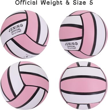 Волейбольний м'яч JSNING, м'який, для гри в приміщенні та на вулиці, розмір 5, з помпою, рожевий