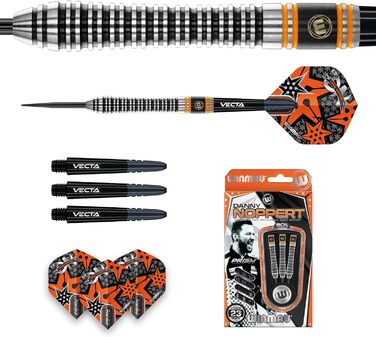 Професійний набір дартсів WINMAU Danny Noppert 2.0, вольфрамові дротики 23 г з оперенням і стрижнями