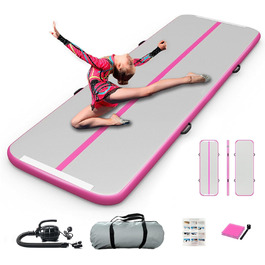 Гімнастичний килимок надувний Air Matte Track 3м x 100см x 10см, рожевий - для дому, спортзалу, йоги, тренувань з насосом