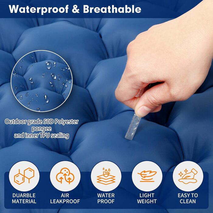 Каремат HiiPeak Isomatte самонадувний туристичний, з інтегрованими подушками, для кемпінгу, блакитний (подвійний)