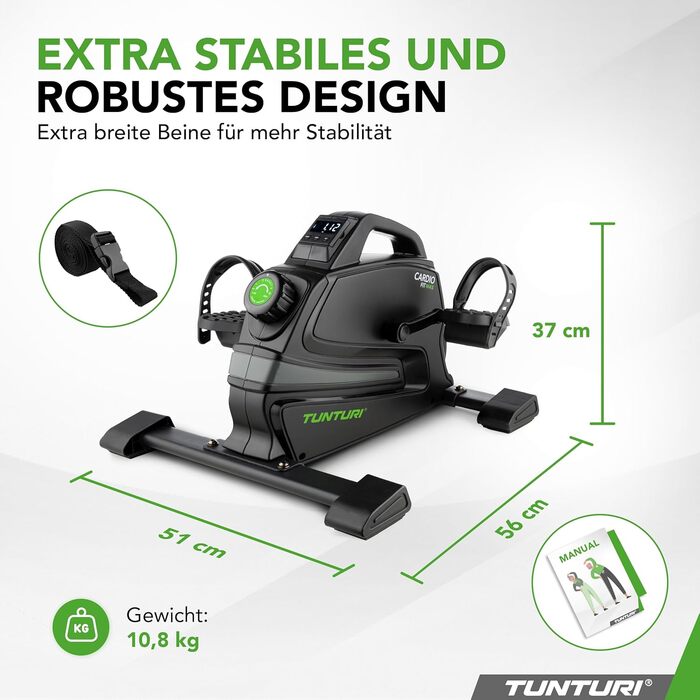 Міні-велотренажер Tunturi Pedaltrainer Cardio Fit (M45) для рук та ніг, домашній тренажер для літніх людей з регулюванням опору та LCD-дисплеєм