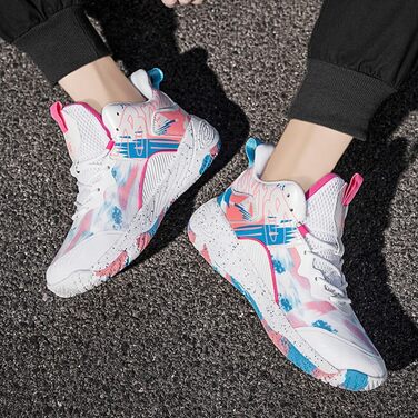 Кросівки для баскетболу та прогулянок, унісекс, легкі, з антиковзаючою підошвою (білий, рожевий, 41 EU, вузька колодка)