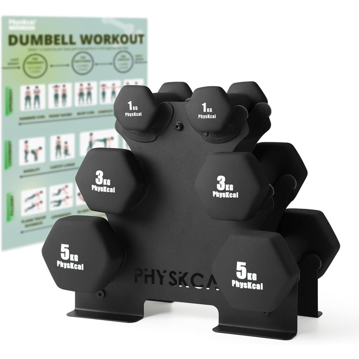 Набір гантелей KurzhanTel-Set 30 кг з підставкою для домашніх тренувань та фітнес-залу | Чорний