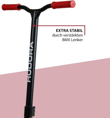 Дитячий трюковий самокат HUDORA XQ13, для дітей від 6 років, 360° кермо, посилена конструкція, до 100 кг, червоний