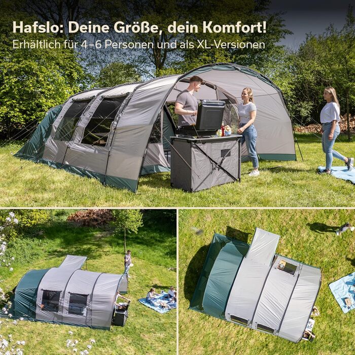 Намет Skandika Hafslo Sleeper Protect для кемпінгу 4/5/6 осіб, водонепроникний, з інтегрованим дном (5000 мм), з тамбуром, чорна спальня | Сімейний намет XL
