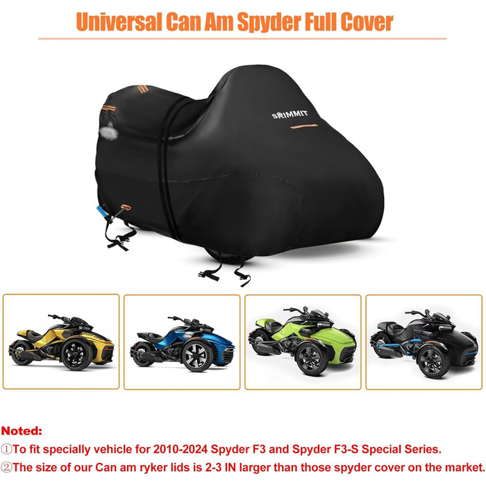 Водонепроникний чохол для мототрицикла Can-Am Spyder RT Limited F3 S, міцна тканина Oxford 420D з 3 світловідбиваючими смугами, захисний зовнішній чохол для трициклів
