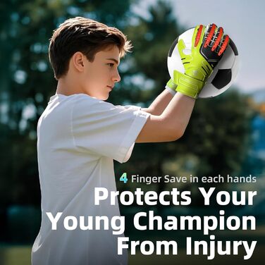 Воротарські рукавиці Sportout для дітей та дорослих з латексом 4мм, Fingersave, світло-зелені, розмір 9