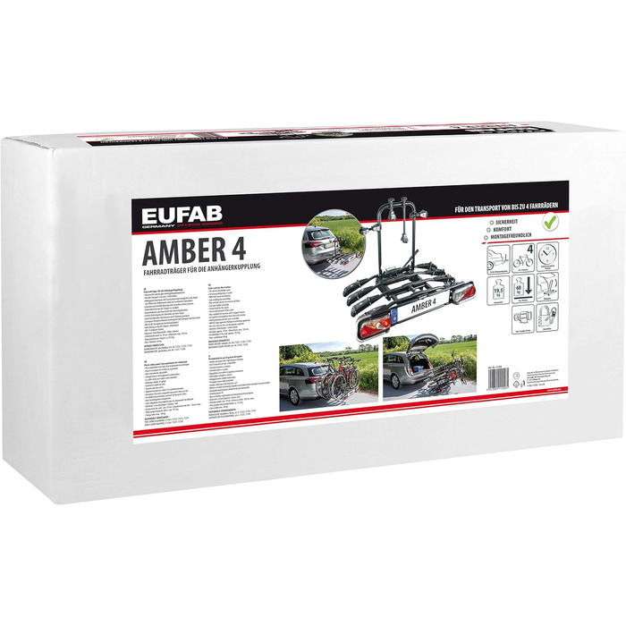 Велотримач EUFAB 11556 для причепної кульки: Amber 4, на 4 велосипеда