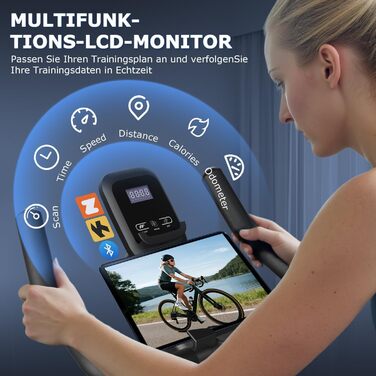 Велотренажер Neu Wenoker 2026 з додатком, регульованим опором, LCD-дисплеєм та місцем для гантелей, до 160 кг, блакитний