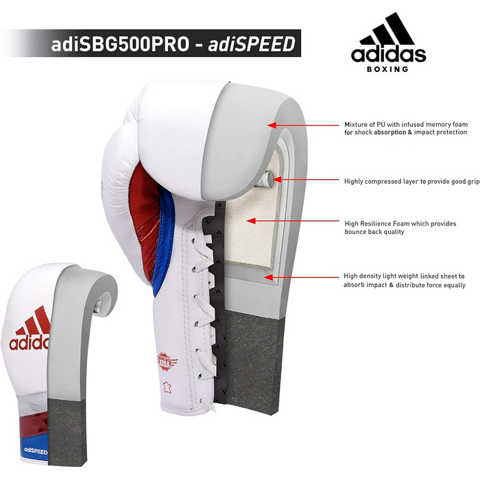 Боксерські рукавички Adidas AdiSpeed з шнурівкою для дорослих, чоловіків і жінок, 340 г, 453 г, 510 г