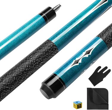 Більярдний кий Pool Queue 58 дюймів з канадського клена, 13 мм наконечник, для професійних гравців, 1/2 Maple, 18oz (блакитний)