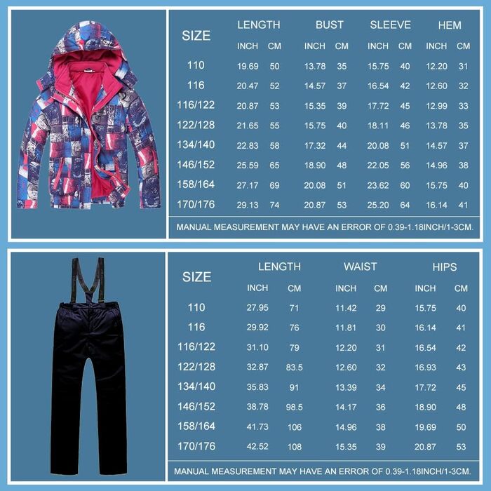 Дитячий гірськолижний костюм 2 частини: куртка та штани для дівчаток, теплий зимовий костюм для активного відпочинку, темно-синій, розмір 134-140