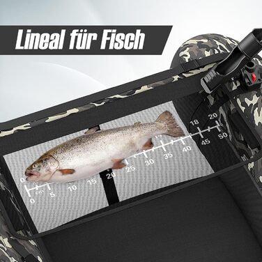 Надувне рибальське човен GYMAX: компактне belly boat з насосом, веслами та регульованими ременями. Міцне, до 150 кг, з лінійкою для риби, камуфляж.