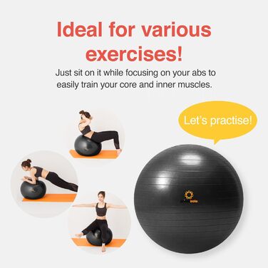 Фітбол Primasole Balance Ball 75 см, чорний - для фітнесу та йоги