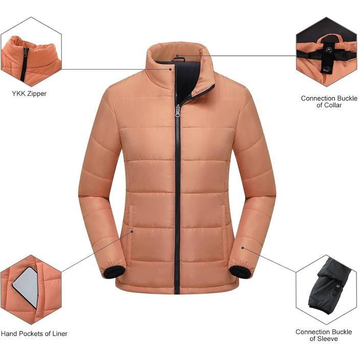 Жіноча 3-в-1 сноуборд куртка Mountain: водонепроникна, вітронепроникна, тепла, для гірськолижного спорту та походів, рожева