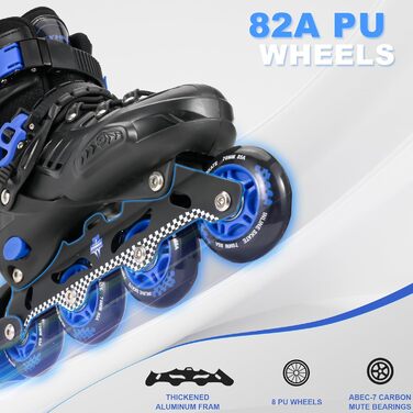 Регульовані ролики для дітей (хлопчики та дівчатка) - чорно-сині, розмір M