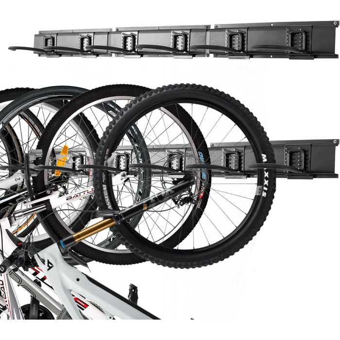 Настінна підставка для велосипедів на 6 велосипедів з гачками для шолома, вантажопідйомність 270 кг, 160 см