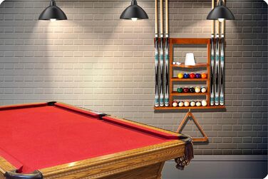 Підставка для бильярдної кулі та кия на стіну, 6 відділень, з масиву дуба, для аксесуарів до більярдного столу