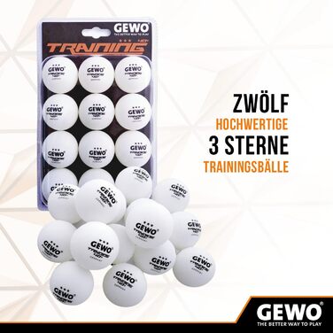 Набір тенісних м'ячів GEWO для тренувань 40+ - 3 зірки, ABS пластик, діаметр 40+ мм, 24 шт.
