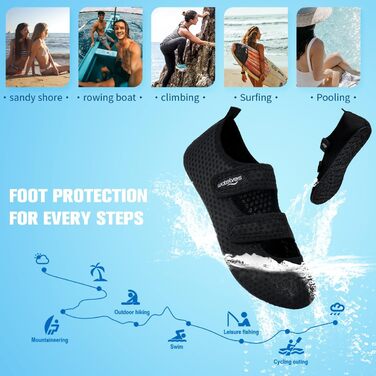 Шкарпетки для плавання та водних видів спорту WateLves: дихаючі, швидковисихаючі, унісекс, чорні, 40/41 EU