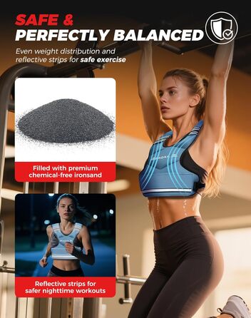 Вага для тренувань BAGAIL: регульована жилетка з відкидними вагами, для силових тренувань, фітнесу та аеробіки (Блакитна, 5.5-8.2 кг)