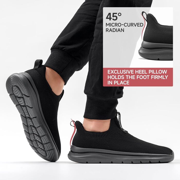 Сліпони чоловічі Sosenfer: дихаючі кросівки без шнурівків, зручні спортивні та прогулянні, сірі та чорні (46 EU)