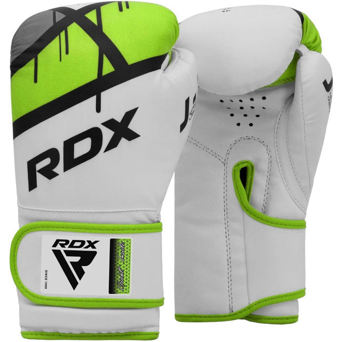 Дитячі боксерські рукавички RDX 6oz для тренувань, вентиляція, Maya Hide шкіра, зелений, для муай-тай, ММА, кікбоксингу, спарингів і роботи з мішком