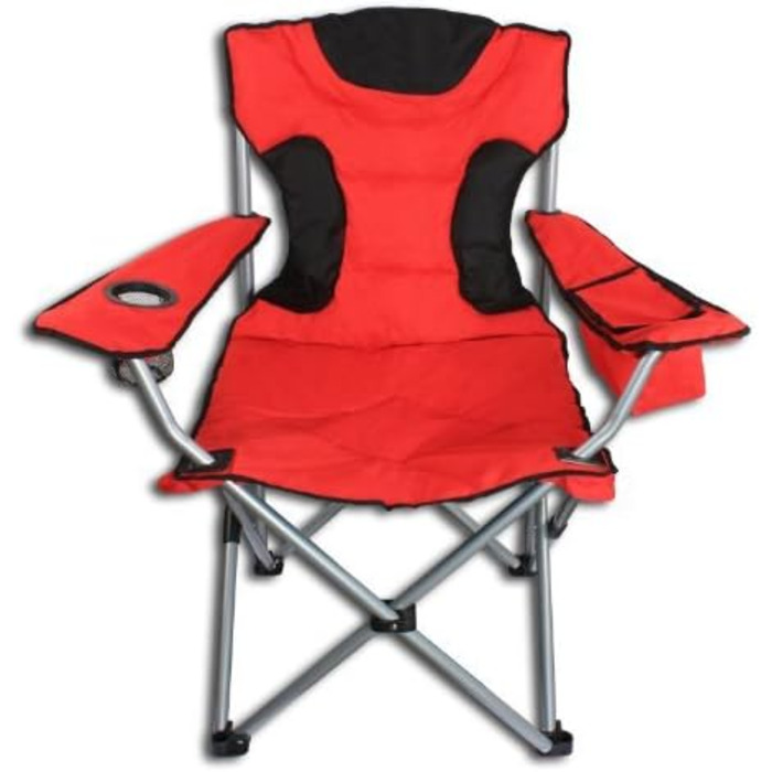 Кемпінговий стілець складний, розкладний, до 120 кг, з сумкою-холодильником (червоний, чорний)