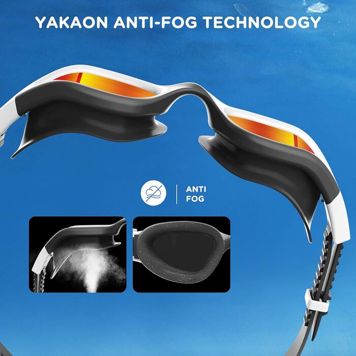 Дитячі окуляри для плавання YAKAON A1MINI, поляризовані, проти запотівання, UV-захист, для дівчаток та хлопчиків, біло-червоні