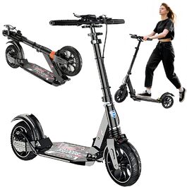 Самокат міський Cityroller з великими колесами PU 200x50мм, амортизаторами ABEC-9, складаний, регульована висота, для дорослих та дітей, чорний