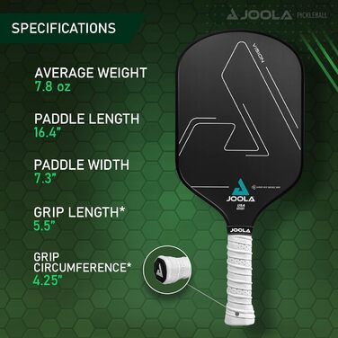 JOOLA Vision ракетка для піклболу з карбоновим покриттям CGS 16 мм, поліпропіленовий стільниковий сердечник, максимальний спін і контроль