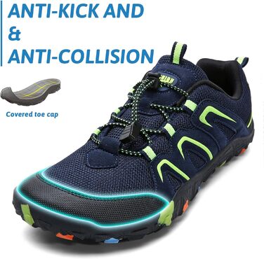 Дитячі трекінгові черевики Littleplum для хлопчиків. Зручні, дихаючі, антиковзкі черевики для активного відпочинку та трейлраннінгу. Розмір 40 EU, темно-синій/зелений.