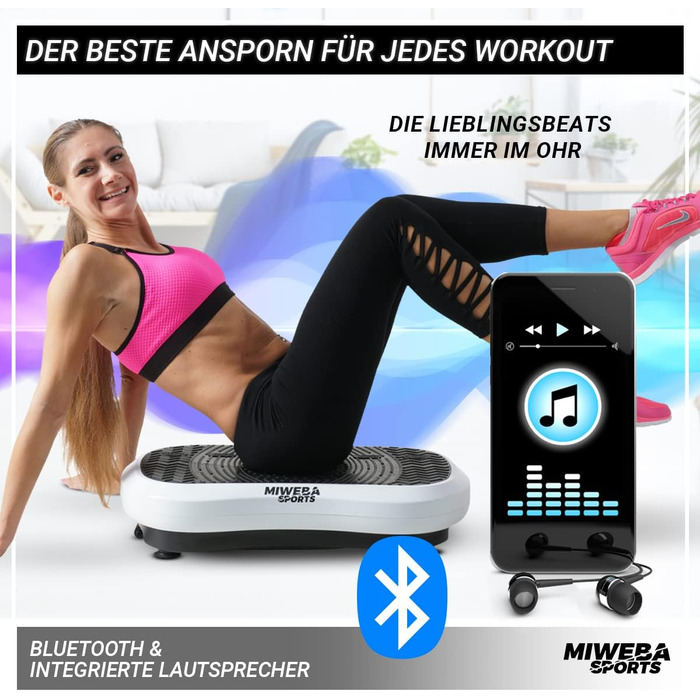 Платформа для фітнесу Miweba Sports MV100 2D, 250 Вт, 3D вібрація, осциляційна, для схуднення, домашній тренажер, чорна, 3 роки гарантії