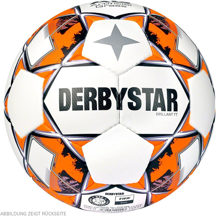 Футбольний м’яч Derbystar Brillant, розмір 5, біло-чорно-помаранчевий, для дорослих, унісекс