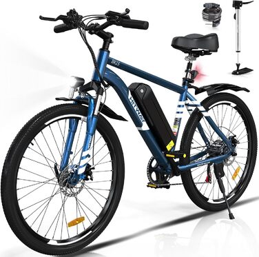 Електровелосипед HITWAY 26'' для міста і бездоріжжя, 250W мотор, 36V 12Ah знімна батарея, 7 швидкостей, пробіг до 90 км, сертифікат StVZO