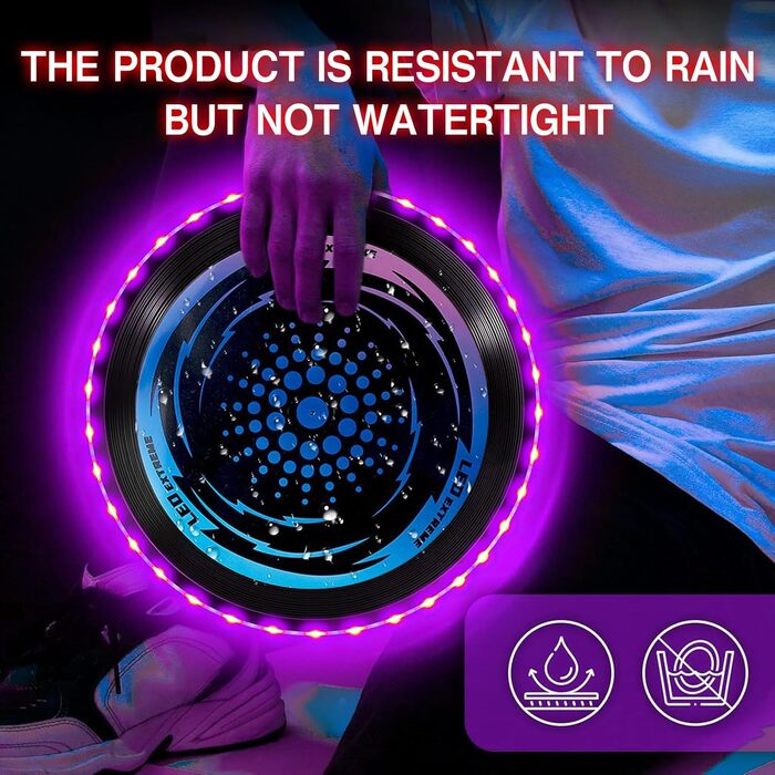 Фрісбі світлодіодне LED для дітей та дорослих, м'яке, фіолетове - Ultimate Frisbee з 49 LED ліхтариками для активного відпочинку на вулиці